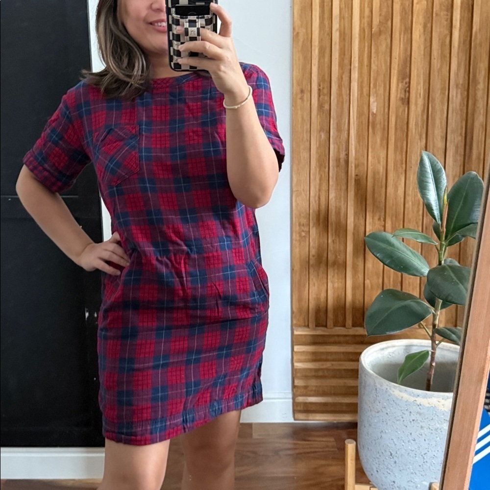 Madewell Plaid cotton Mini Dress. Size XS